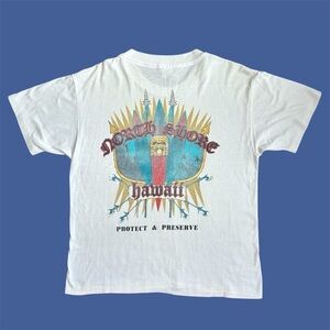 Vintage 90s Single Stitch Hawaii North Shore Graphic Tee Distressed White Large